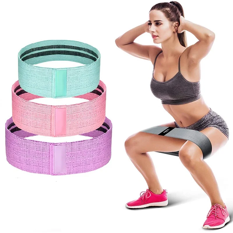 

Amazon Custom Exercise Glute Bands bleaching resistance Fabric booty hip Circle Fitness Bands