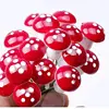 25mm 30mm Artificial Mini Red Dot Mushroom Miniatures Fairy Garden Moss Terrarium Resin Crafts Decorations Stakes Craft