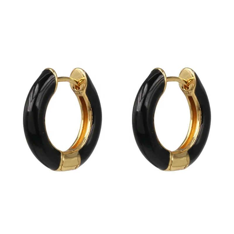 

3 Colors Huggie Hoop Earring For Women Vermeil Enamel Dainty Delicate Small Hoop Earrings