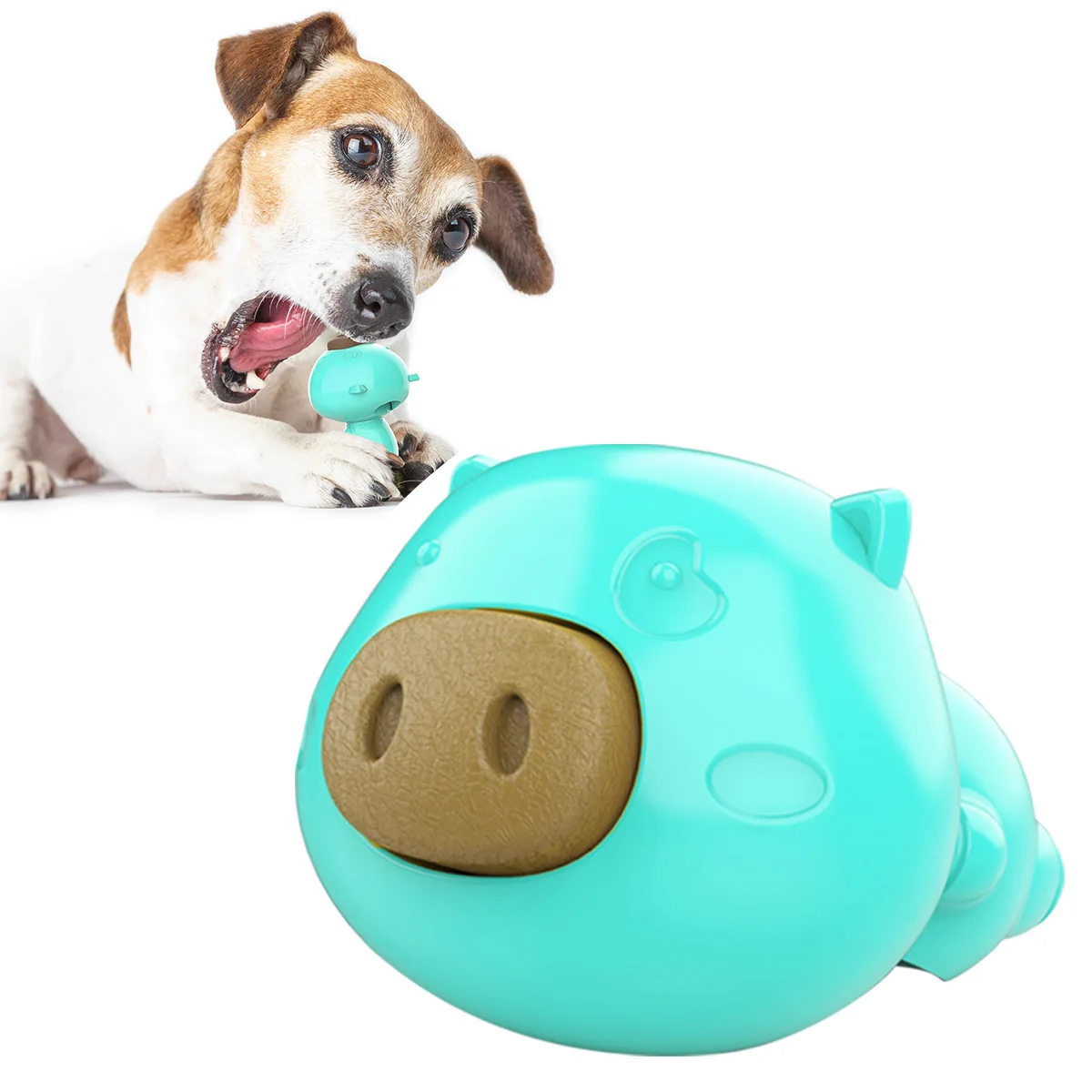 

Custom Amazon Hot pig puzzle Bite resistant toothbrush funny eco rubber durable chew training interactive pet dog food toy