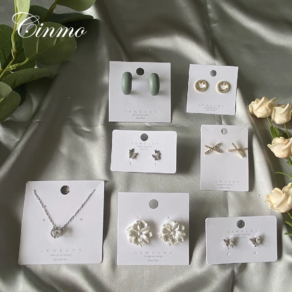 

Cinmo Jewelry Earrings Cardboard Custom New Small Ear Stud Packaging Korean High Spot Card Tag Printing Necklace PVC Card, White