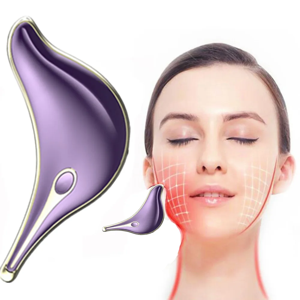 

Electric Heating Facial Massager Gua Sha Tool V Face Lifting Slimming Firming Vibrating Face Massager, Purple