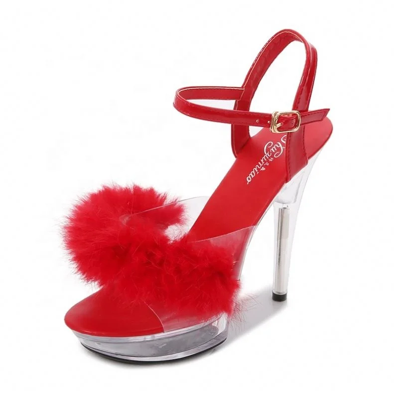 

AMAZON high heel Dancer Shoes Women Exotic Stripper Shoe with fur 13 cm High Heels Sandals