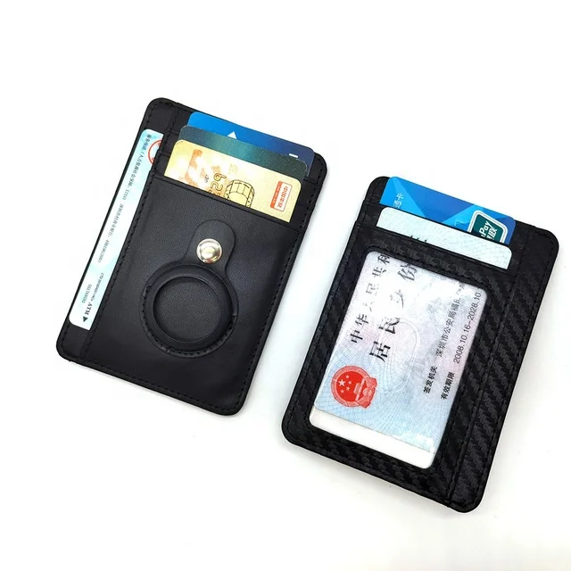 

PU Leather Airtag Card Holder RFID Anti-theft Swipe Card Bag Creative with Tracker Bit Ultra-thin Mens Card Holder Wallet