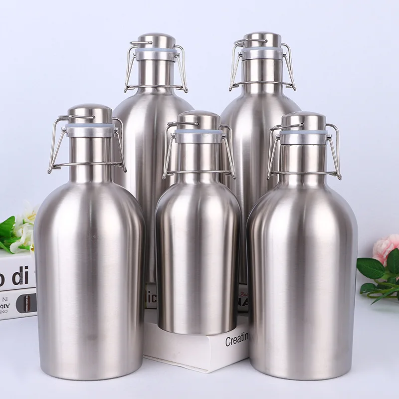 

Wholesale manufacturer direct factory 304 stainless steel single double wall juice wine beer barrel bottle 1000/1800ml, Available colors or custom colors