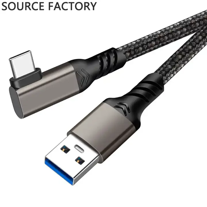 

1M 2M 3M 5Gbps Data Transfer 20V 3A 60W Fast Charging Type C Data Cable USB 3.2 GEN2 90 Degree 3.0 VR Link Cable For VR Glasses