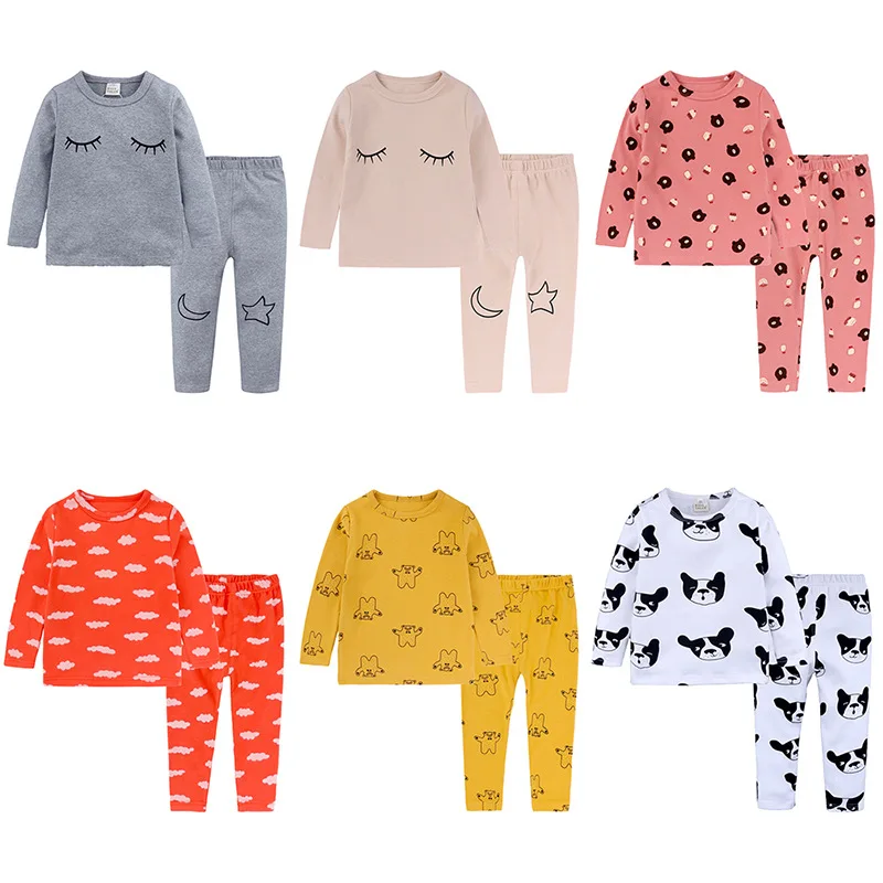 

Wholesale 2 Piece Baby Pajama Cotton Sleepwear Boys Girls Cartoon Pajamas Elastic Pyjamas Kids, Picture shows