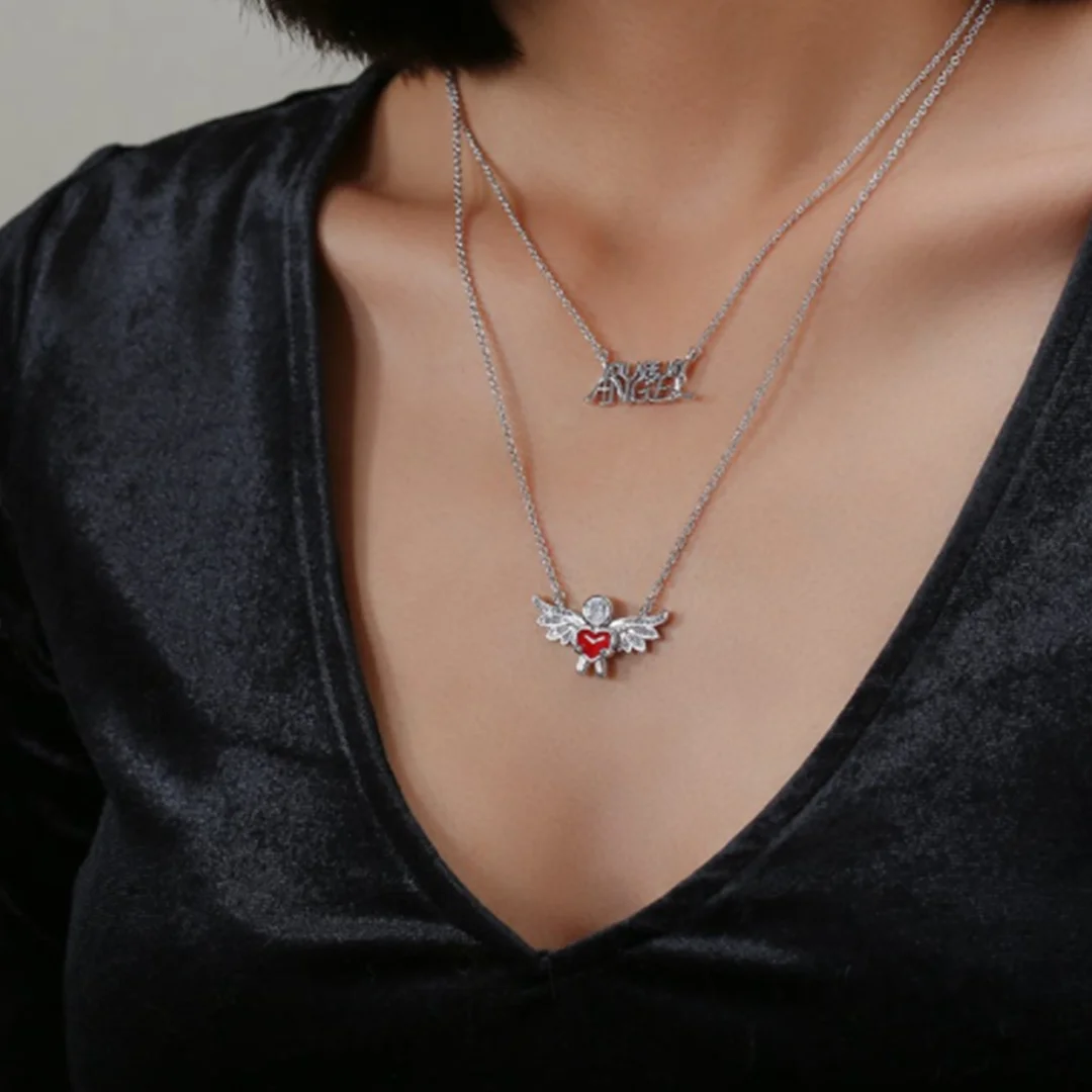

Hot Selling Double Angel Cute Ladies Small Necklace in Europe and America