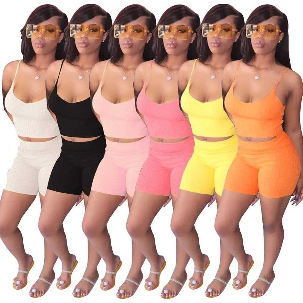 

omen new Sweaters 2 Piece Set Sexy Clothing Outfits Tracksuits Biker Short Two Piece Pant Knitted Sets