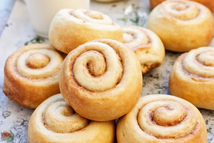 Finished quick cinnamon rolls with cream cheese icing drizzled on top