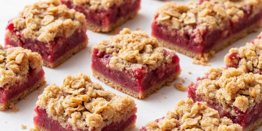Pouring raspberry filling into crust