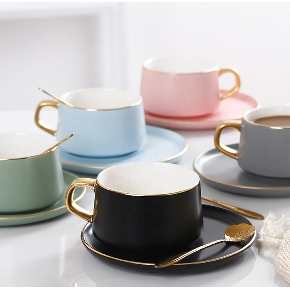 

Bone China Tea Cup Saucer British Style Ceramic Coffee Cups Sets Fashion Porcelain Teacup