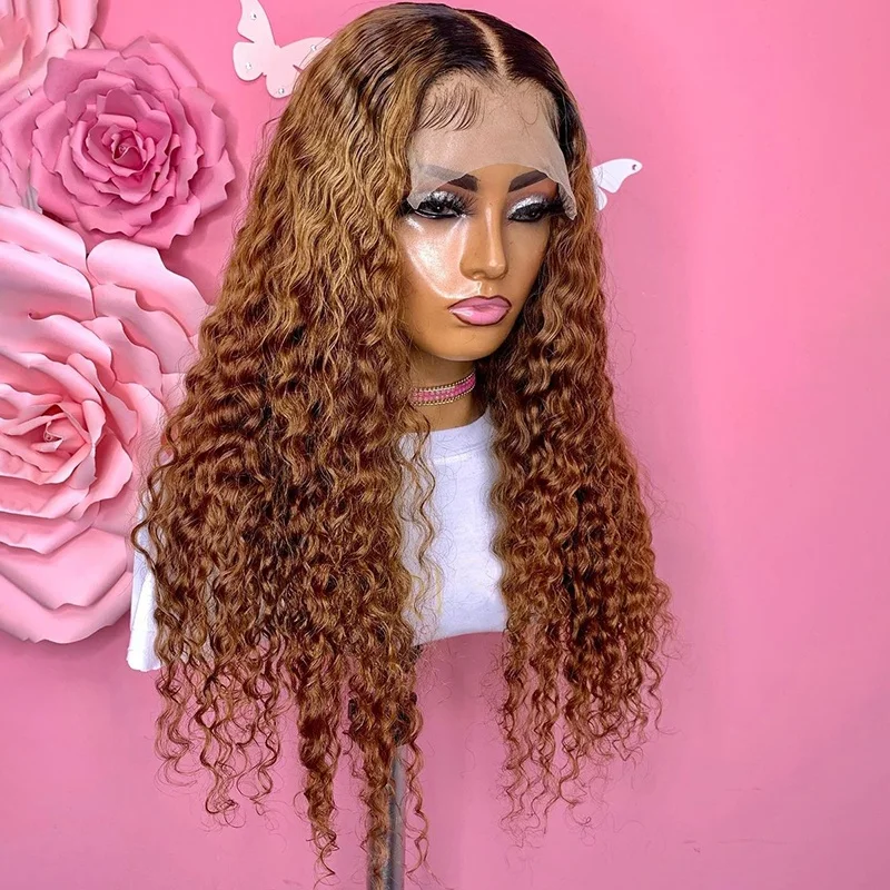 

Wholesale Lace Front Wigs Ombre Brown Color Kinky Curly Raw Indian Human Hair Wigs Transparent Lace Front Wigs For Black Women