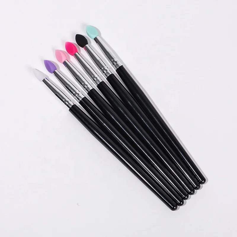 

6 Color Glitter Eyeshadow Private Label Silicon Single Makeup Brushes