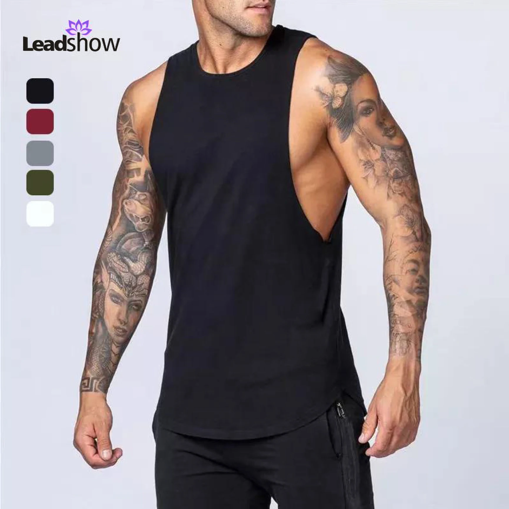 

Custom Logo Black Tank Top Fitness Wear Men eco friendly Bamboo tee shirts Workout Clothing Plus Size Sport Gym Men's Vests, White, black, burgundy,light gray,olive
