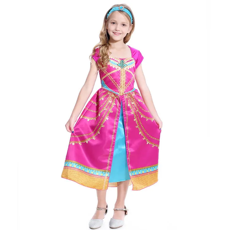 

Girls Princess Costume Halloween Birthday Party Dress Up Jasmine Princess Dress for Kids, Hot pink