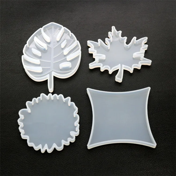 

Y026 DIY maple leaf diamond shape Silicone coaster mold silicone wine glass cup pad mould for resin craft, White