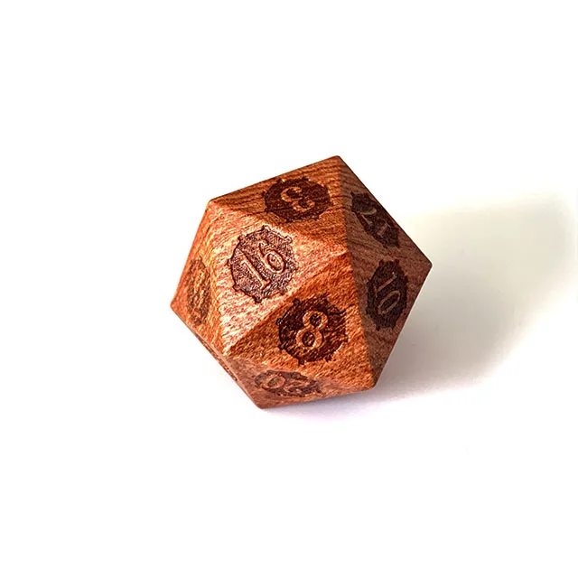 Dungeon and Dragon Wood D20 Dice Individual Polyhedral Cube for DND Games details