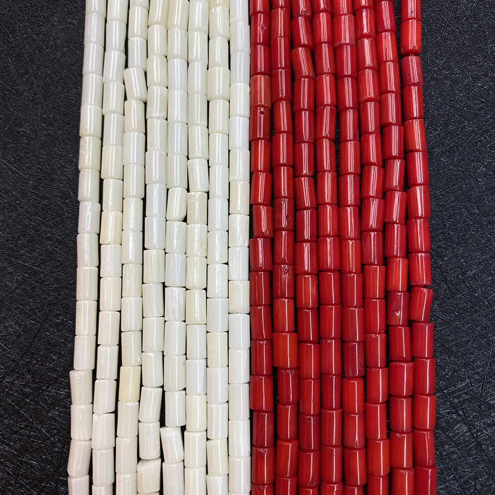 

Wholesale dyed color 4*6mm loose coral tube beads Factory direct sales synthetic red coral beads for bracelet diy