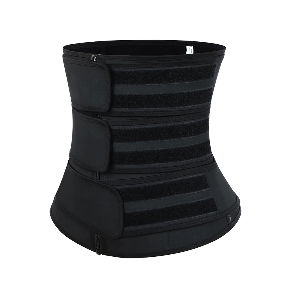 

High compression slimming belt waist trainer latex waist trainer belt 3 belt waist trainer, Black