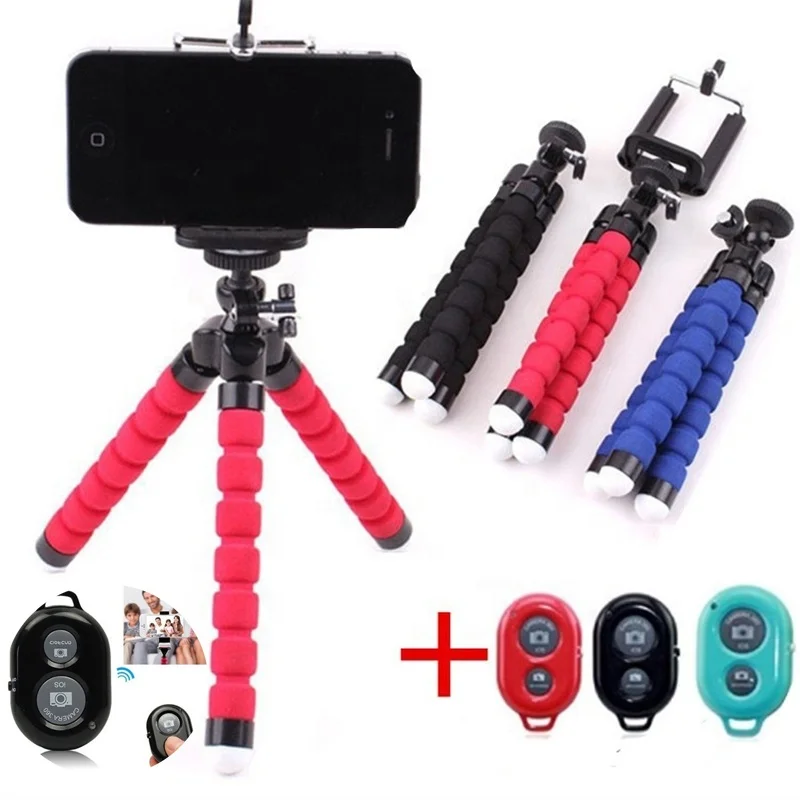

Mobile Phone Holder Flexible Octopus Tripod Bracket for Mobile Phone Camera Selfie Stand Monopod Support Photo Remote Control, Black,blue,red