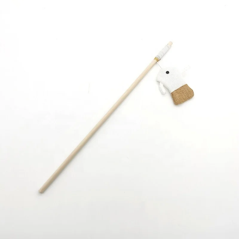 
2 Assorted Hot Sale High Quality Wooden Pole Cat Teaser Stick Toy with Mouse 