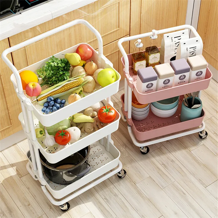 

Kitchen Rack Organizers Metal ABS Spice Bottle Oil Pot Storage Cart