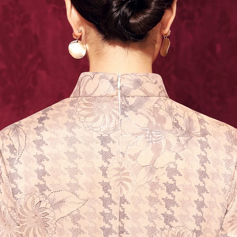 
Chinese Traditional Cheongsam suede lace Qipao wedding party Dress For Women 