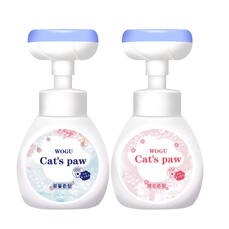

250ml 300ml Empty Kids Plastic Handwash Sanitizer PAW Flower Stamp Soap Dispenser Foam Cleanser Pump Bottle