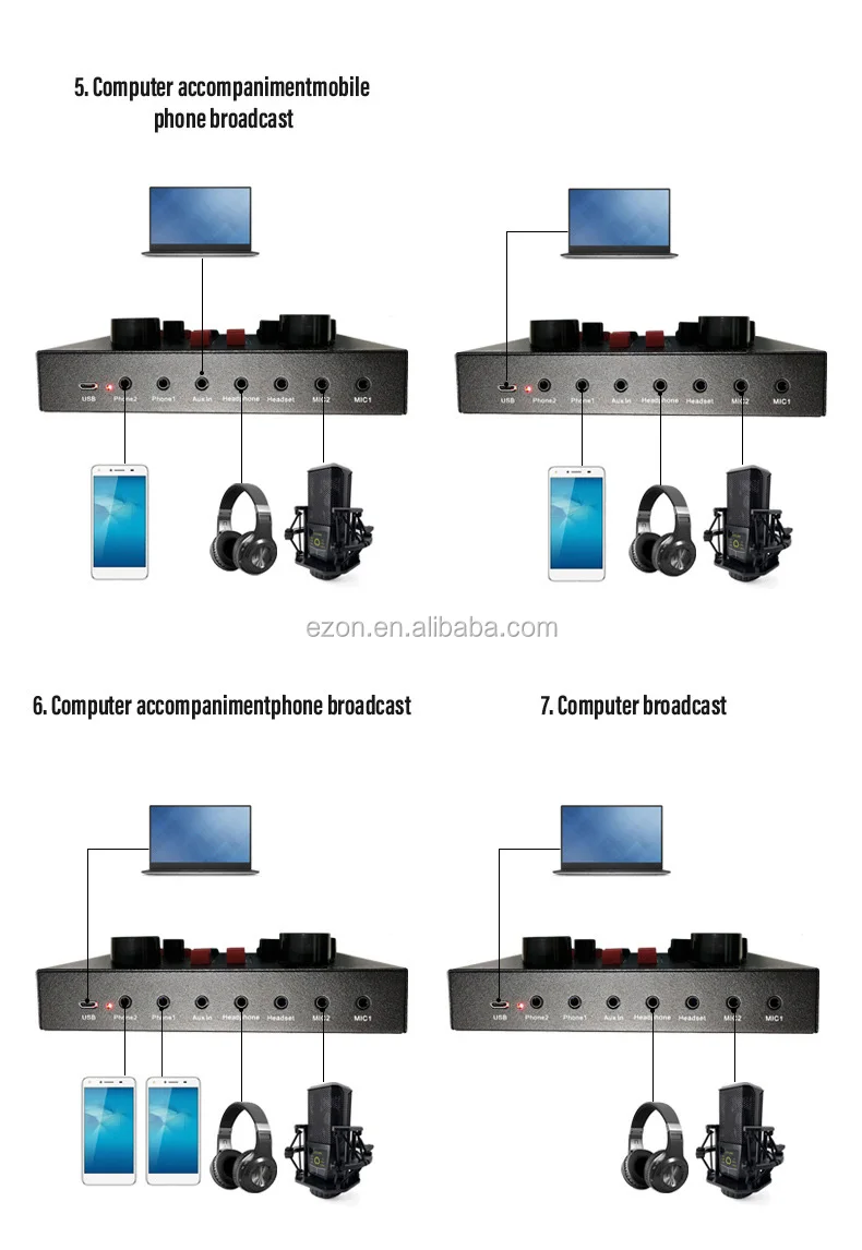 Professional Condenser Microphone V8 Sound Card Set/mobile Phone
