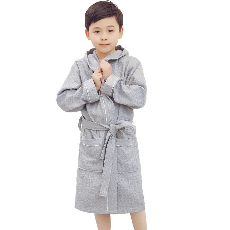 

Beautiful fashion hotel children cotton blue waffle weave robe bathrobe