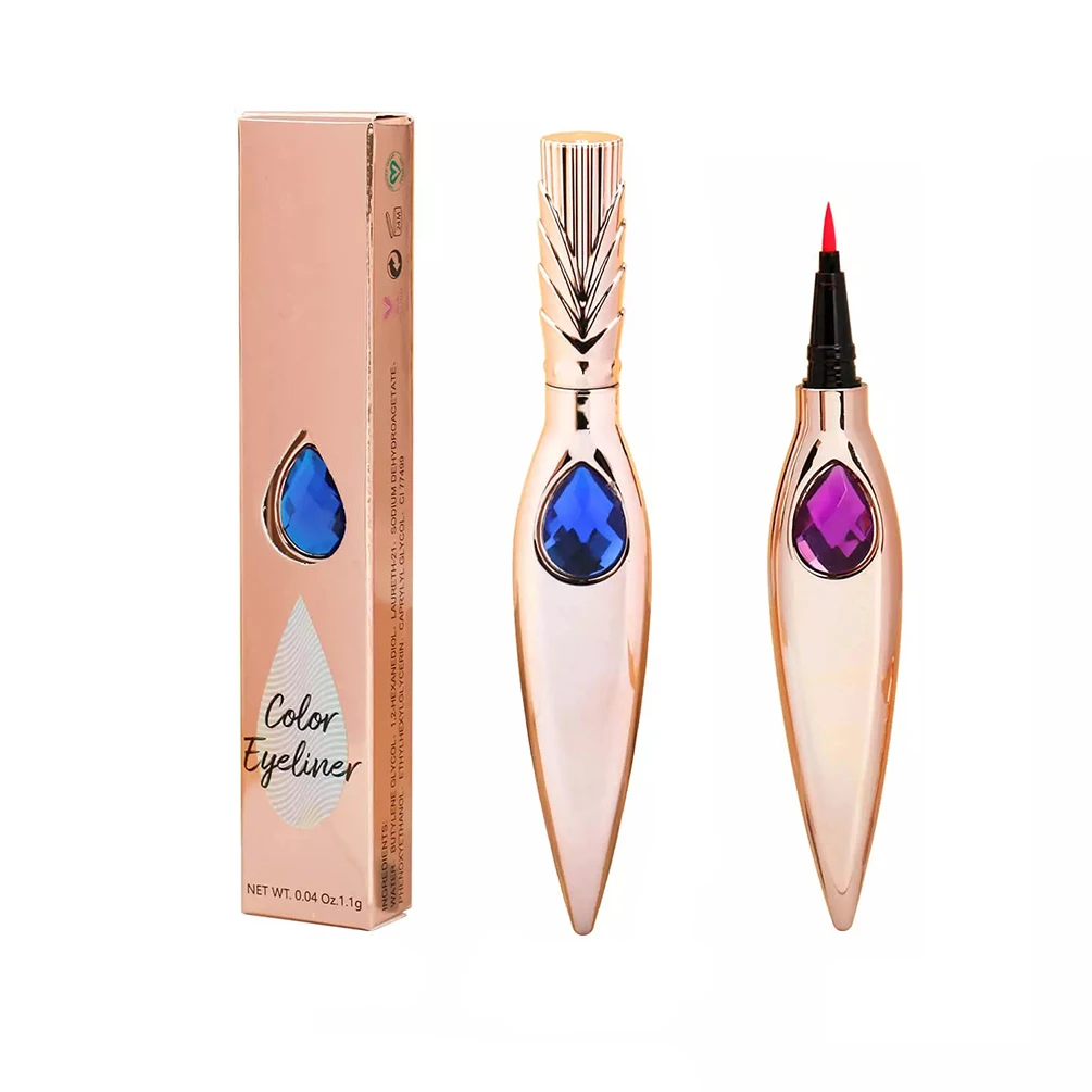 

New High Quality Smooth 7 Colors Liquid Eyeliner Private Label Luxury Crystal Large Capacity Rose Gold Eye Liner