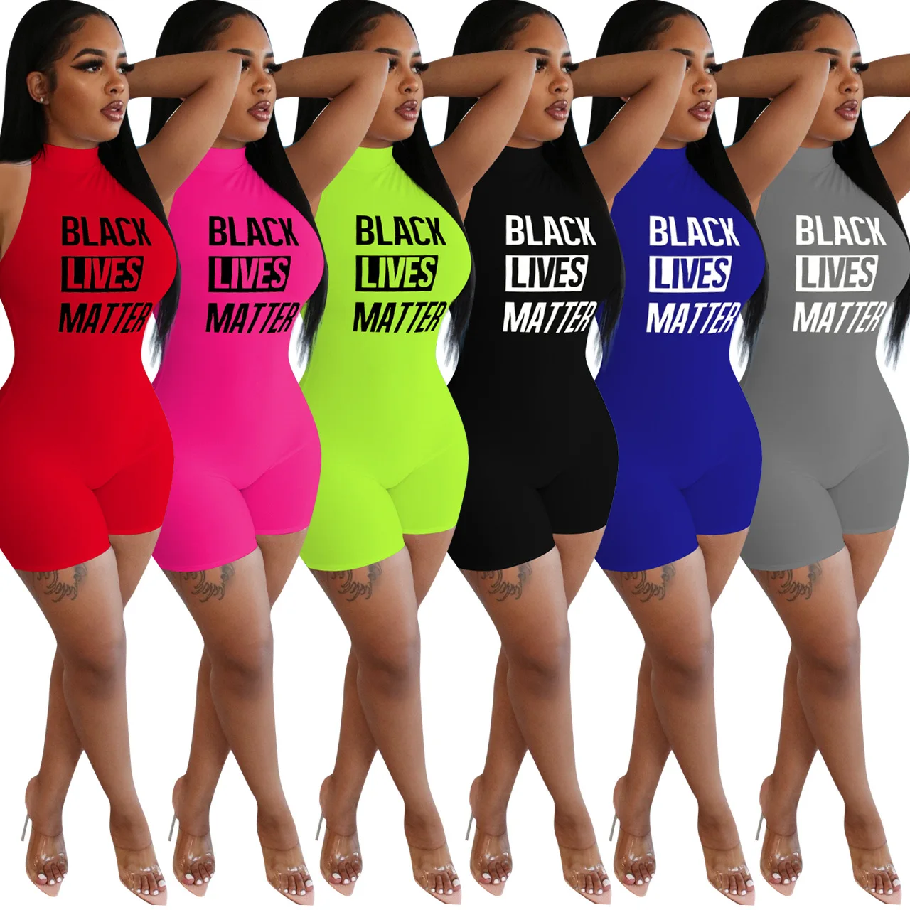 

designer jumpsuit women one piece bodysuits summer black lives matter sleeveless shorts sets rompers