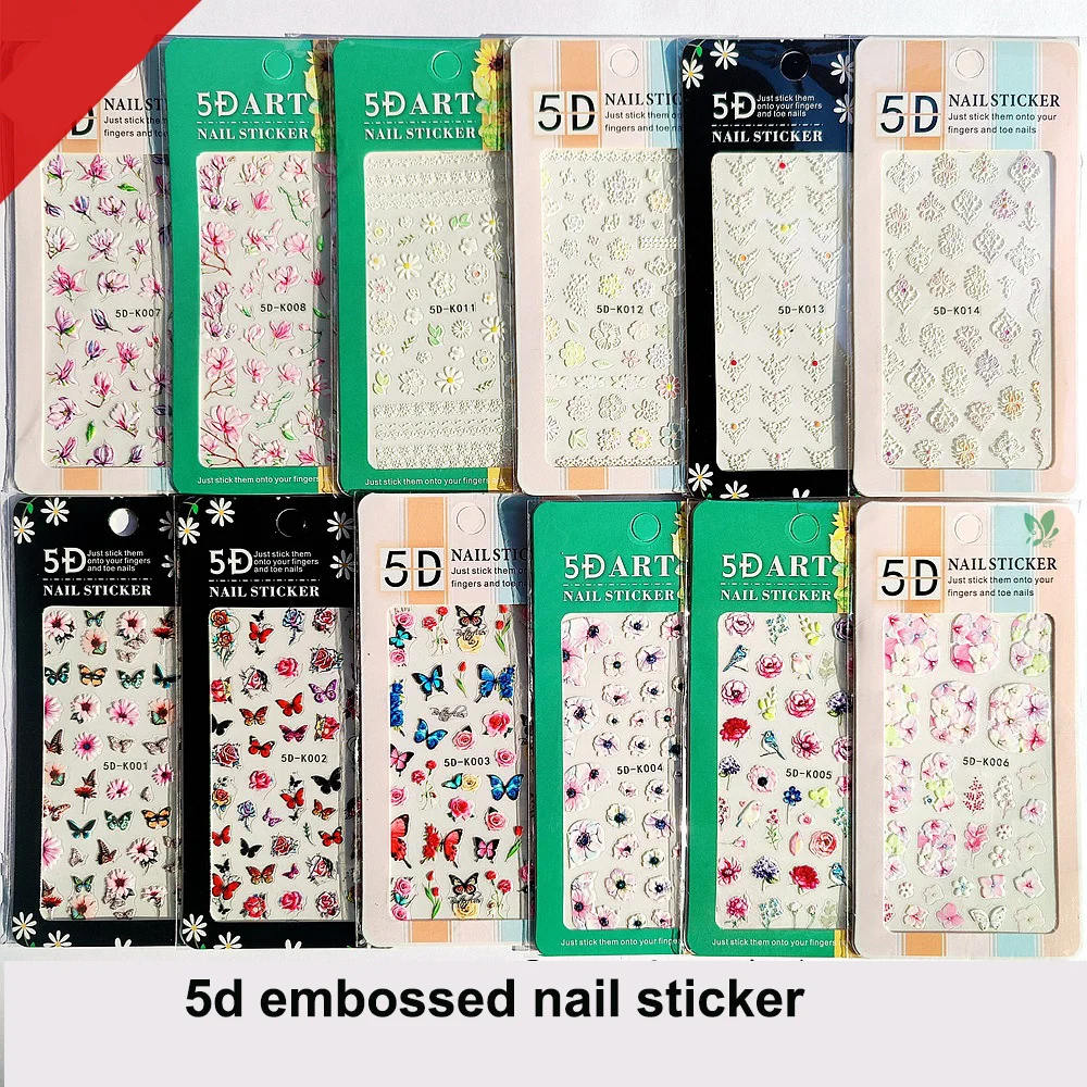 

2022 Gel Nail Art Autumn Leaf Stickers Adhesive 5D Embossed Nail Art Stickers