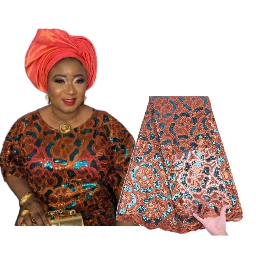 

Wholesale Luxury African Sequin Tulle Lace With Embroidery Nigerian Lace Fabric With Sequins Cord Net Lace 1999
