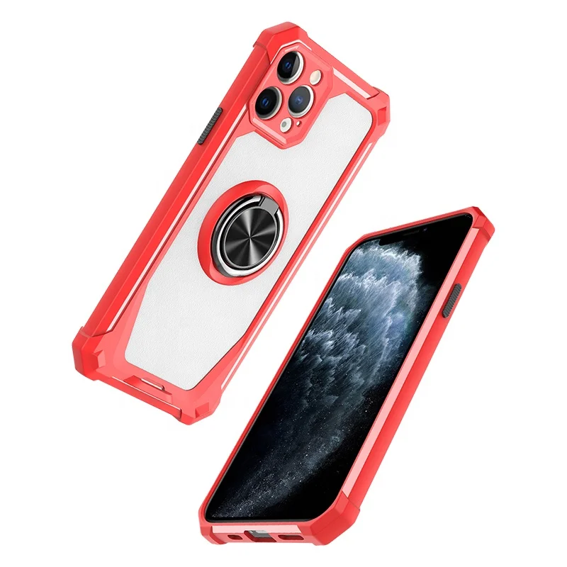 

Hot Frosted Matte TPU PC Ring Stand Holder Phone Case For Samsung A71 Huawei Y60 Moto E40 Mobile Accessories Back Cover, 5 colors