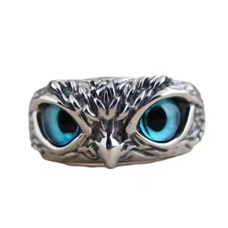 

Factory Direct New Exaggerated Retro Demon Eyes Owl Punk Jewelry Adjustable Couple Ring