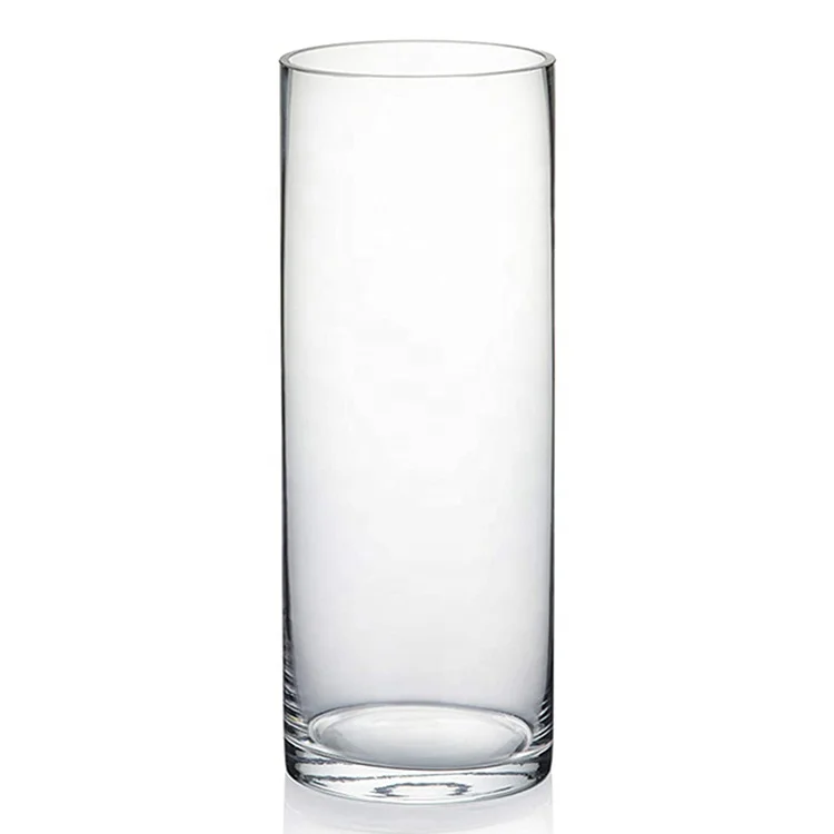 

Wholesale Houseware Decoration Clear Elegant Cylinder Customized Glass Flower Vase