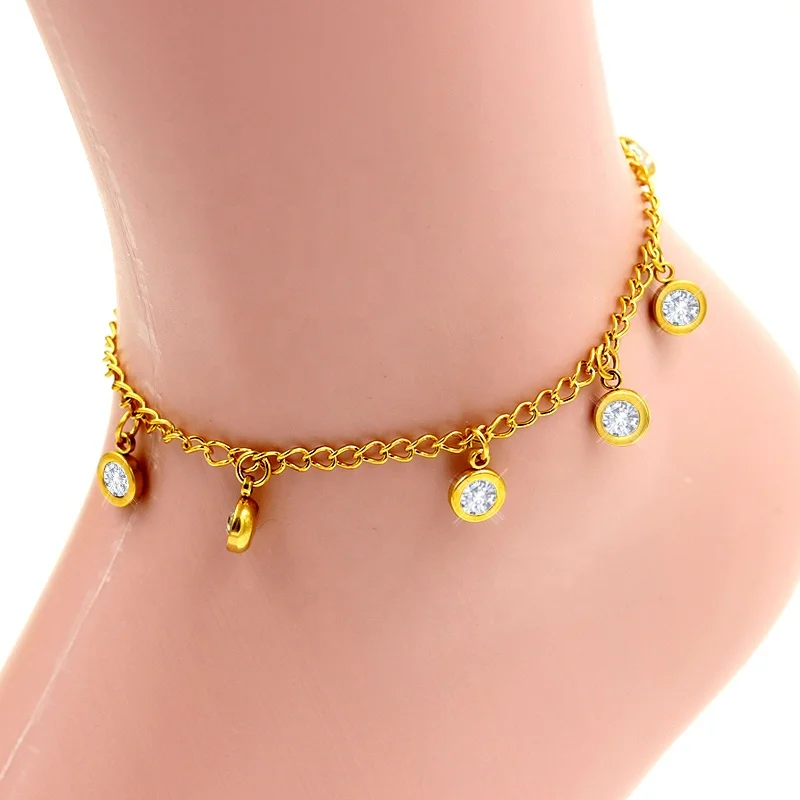 

Gold Plated Anklet Bracelet 14k Anklet Chain Zircon Jewelry Designs for Women