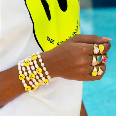 

2021 Best Sale Gold Plated Rings for Women Jewelry Smiley Face Ring Minimalist Statement Ring, Gold color