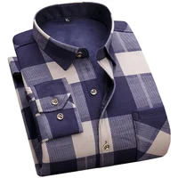 

Classical design men's winter warm shirt plus velvet thick plaid long-sleeved shirt