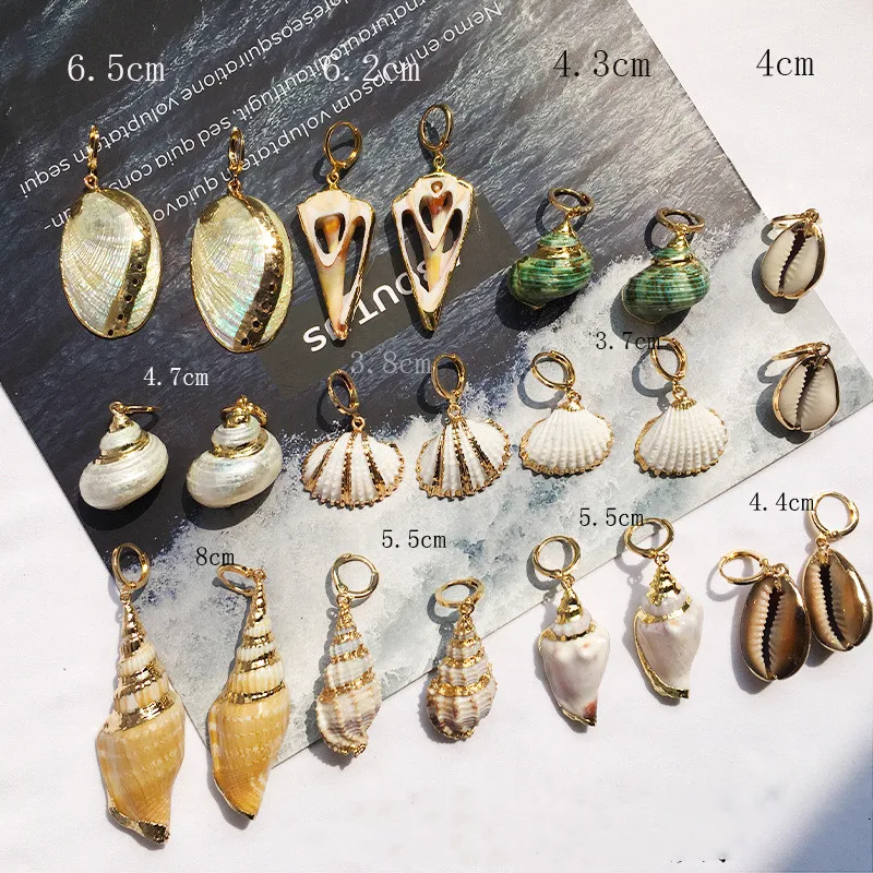 

Fashion 2019 New Aretes Gold Shell Drop Earring Set