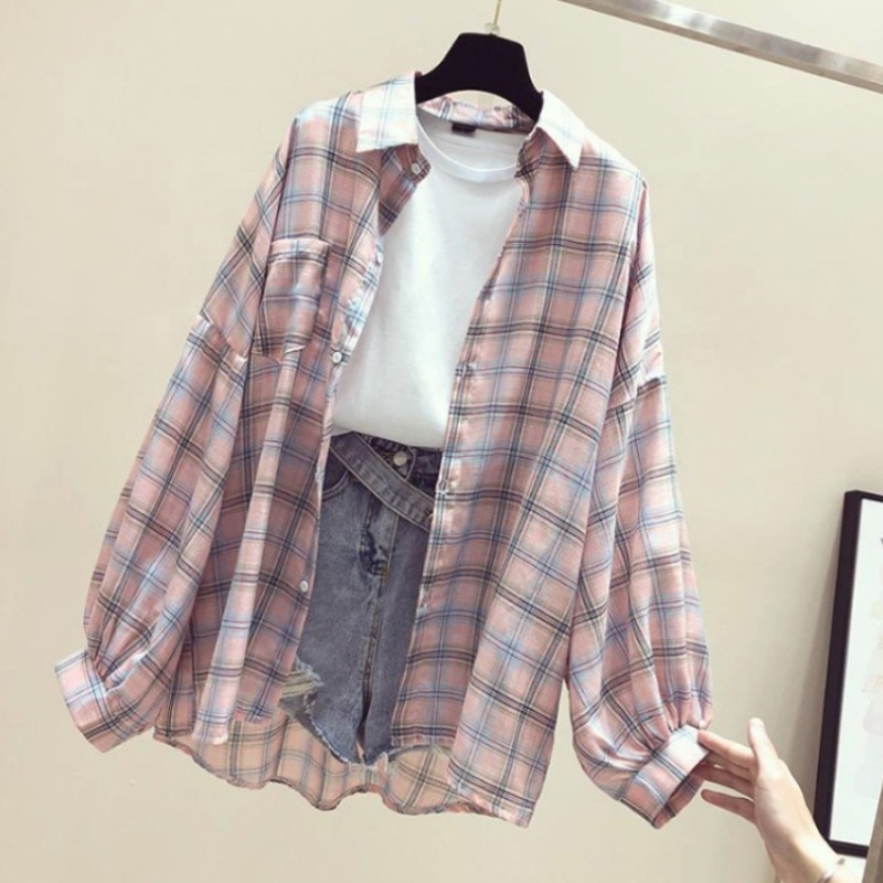 

2021 custom loose sunscreen custom fashion plaid shirt women's spring blouses & shirts, Picture