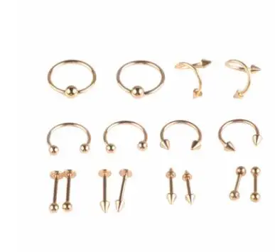 

10pcs/lot Steel Labret Ring Piercing Spike&Ball Horseshoe Ring Colorful CBR Piercing Nose Hoop Ear Cartilage Tragus Sexy Jewelry