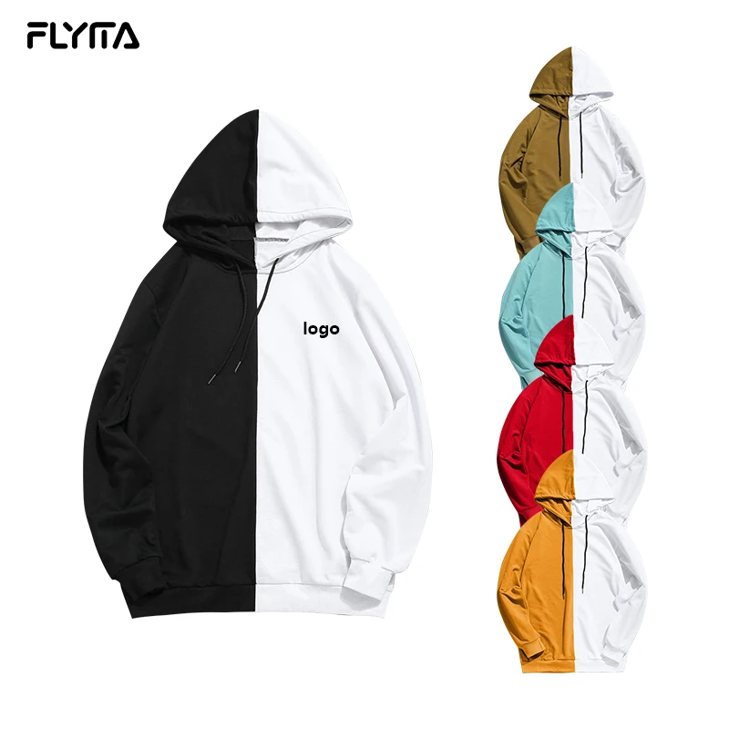 

Custom Streetwear Hoodie Plus Size Men's Hoodies & Sweatshirt Knitted Cotton Printing Logo Black And White Two Toned Hoodies