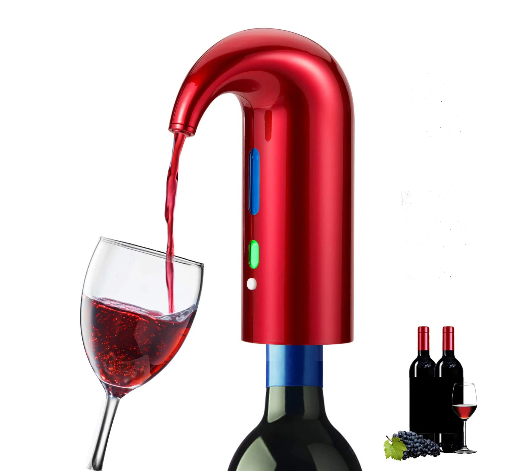 

New Arrivals 2021 Amazon Top Seller Luxury Electronic Gadget USB Rechargeable Automatic Electric Wine Aerator Pump Rechargeable, Red, black, white