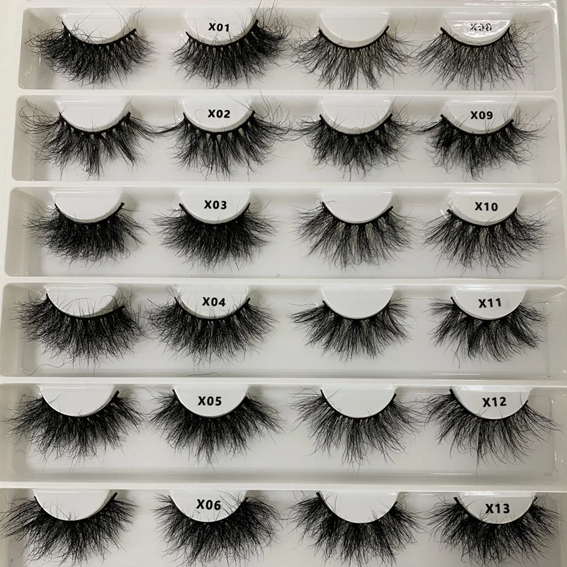 

14 pair 16 pair display messy fluffy 25 mm 8d mink eyelash bulk lasheswholesale vendor