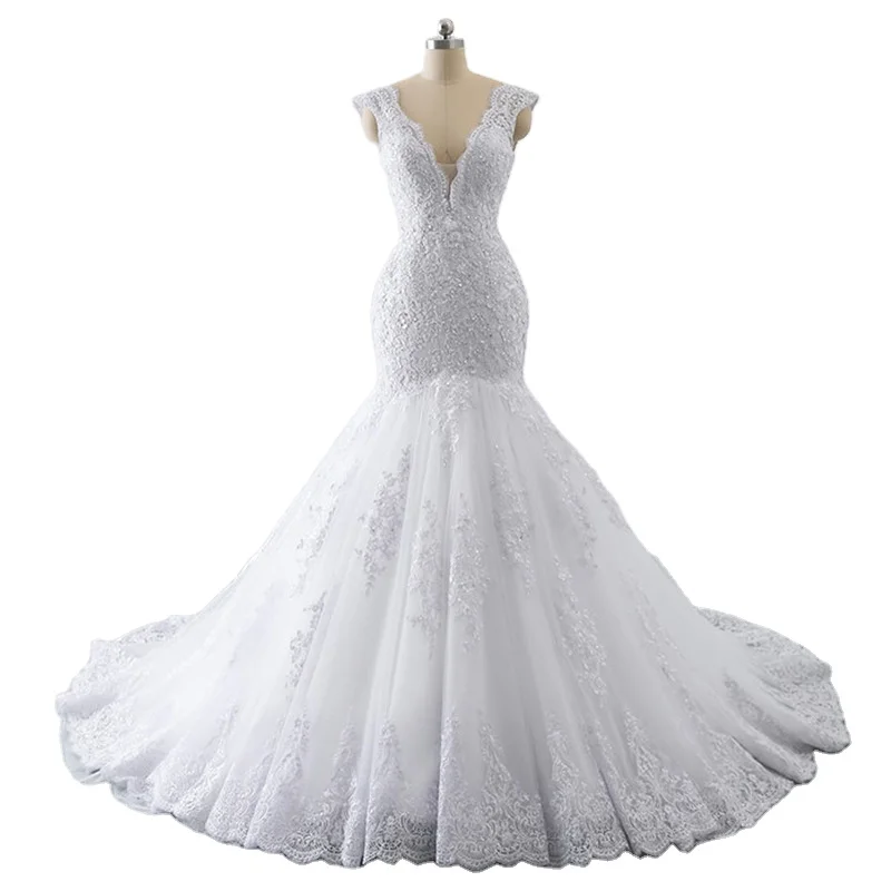 

New Wedding Dresses Luxury Off-shoulder Slim Small Tail Mermaid Wedding Dresses Bridal Gown