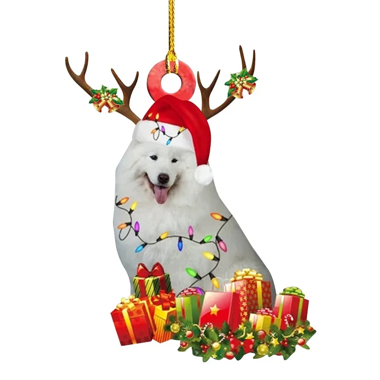 

Christmas tree hanging ornaments small gift products dog pendant christmas decorations supplies, As picture