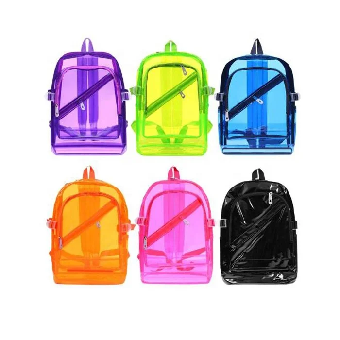 

Custom logo Teenage Girls boys Waterproof mochila transparent Clear pvc school bag backpack